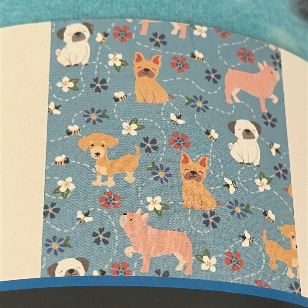 Mainstays Spring Dog Fleece Throw Blanket Blue Floral Puppy Bee 50x60 NEW